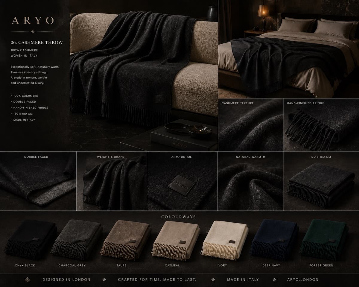 Cashmere Throw in Noir