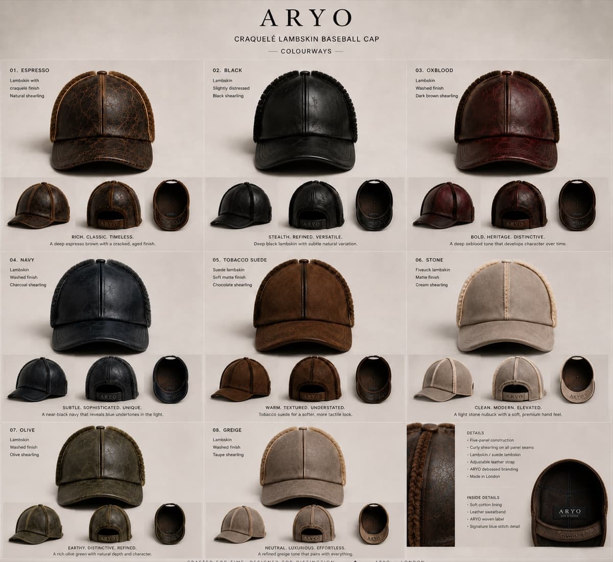Craquelé Lambskin Baseball Cap in Espresso