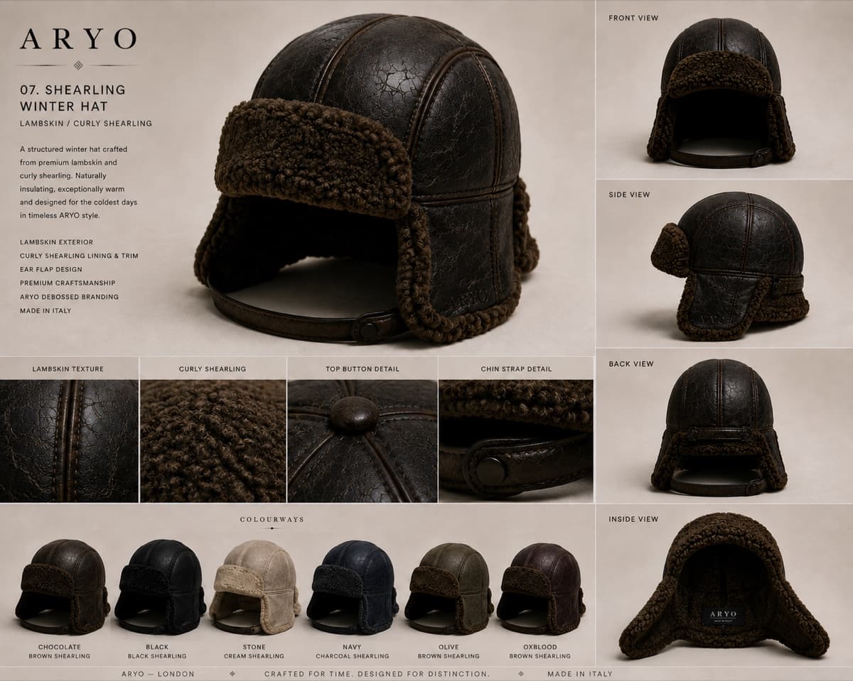 Shearling Winter Hat in Chocolate