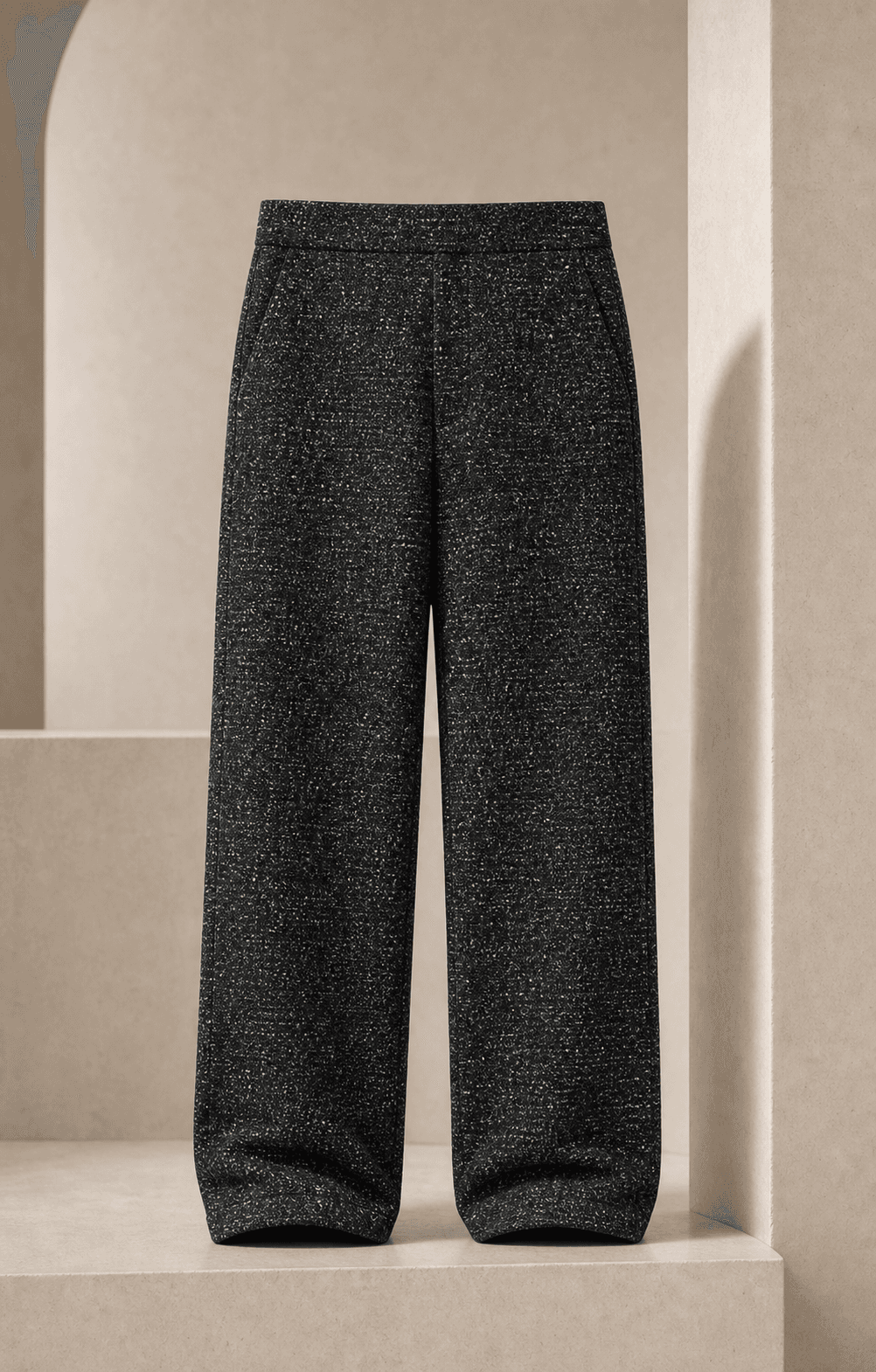 Front view of the Noir Essential Trouser
