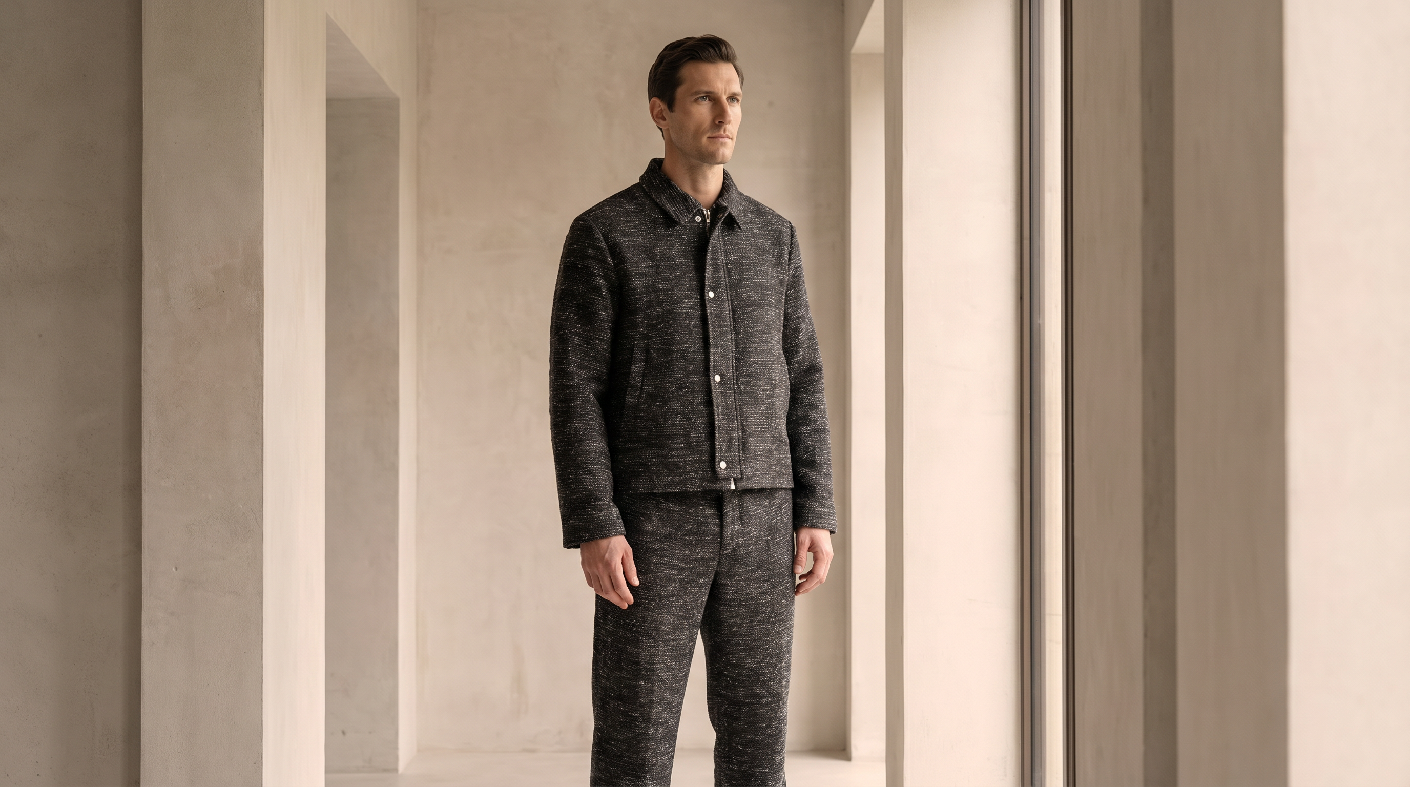 Pennicella noir full look — Pennicella Jacket and Essential Trouser